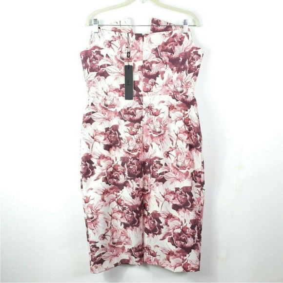 NWT Black Halo Lena Floral Sheath Strapless Dress - Picture 4 of 4